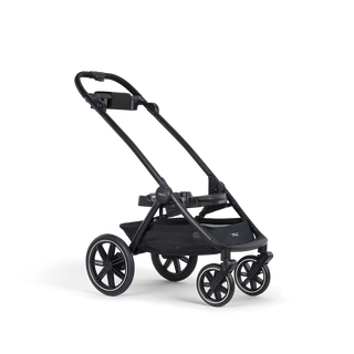 A Roscoe Trek 2.0 Pet Stroller frame in black shown on an angle.