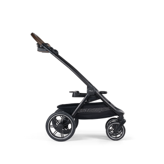 A Roscoe Trek 2.0 Pet Stroller frame in chocolate shown from its profile.