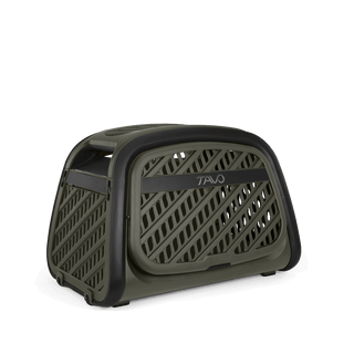 The Everett L crash-tested pet cargo crate from a side angle.