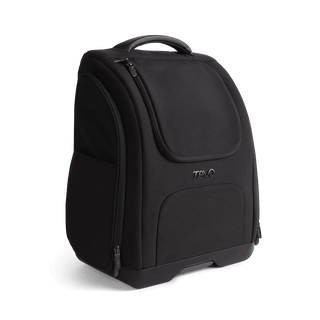 A Kamella Pet Backpack and Car Seat, in onyx, from a side angle.