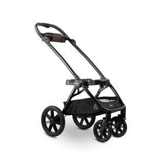 A chocolate Roscoe Trek  Pet Stroller Frame shown on an angle - view 1