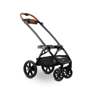A cognac Roscoe Trek  Pet Stroller Frame shown on an angle - view 1
