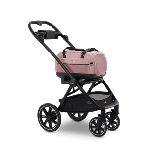 Dupree II pet car seat in the sakura fashion attached to the Roscoe Trek pet stroller frame