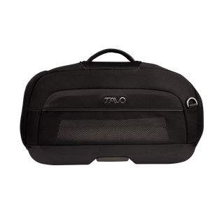 side view of compact, black pet car seat with mesh window - view 1