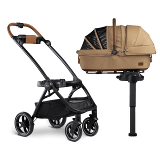 medium pet carrier with canopy on stroller