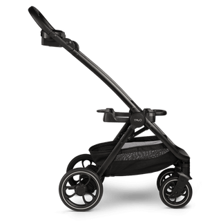 Pet stroller frame with black accents 