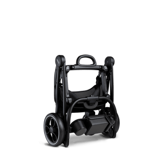 Folded pet stroller frame with black accents