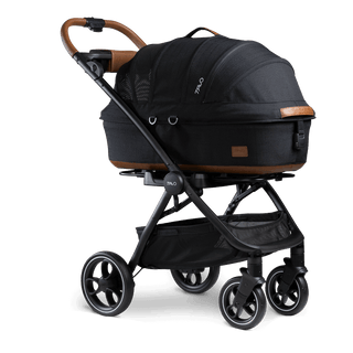 medium pet carrier with canopy on stroller