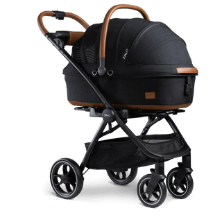 medium pet carrier with canopy on stroller