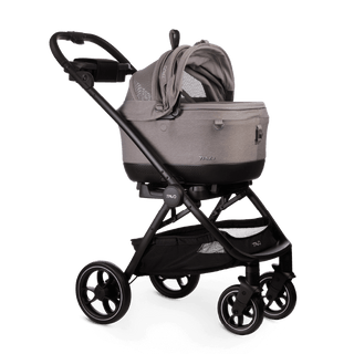 Tavo Roscoe dog stroller with grey Maeve iso5x crash tested pet car seat travel system