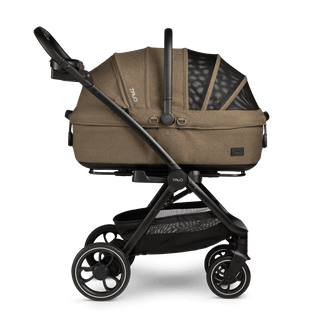 medium pet carrier with canopy on stroller