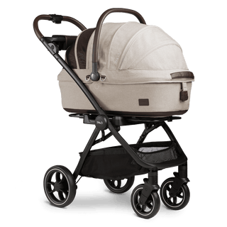 medium pet carrier with canopy on stroller