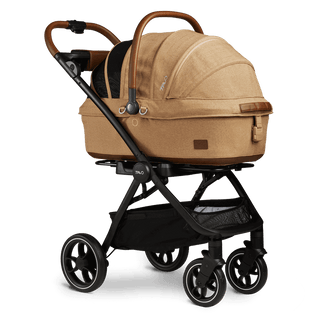 medium pet carrier with canopy on stroller