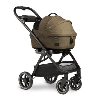 small pet carrier with canopy on stroller