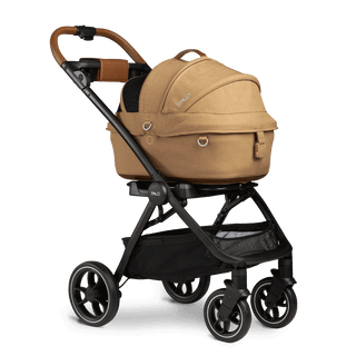 small pet carrier with canopy on stroller