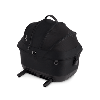 Maeve iso5x pet car seat in the onyx fashion shown from the side with its integrated ISOFIX latches out 