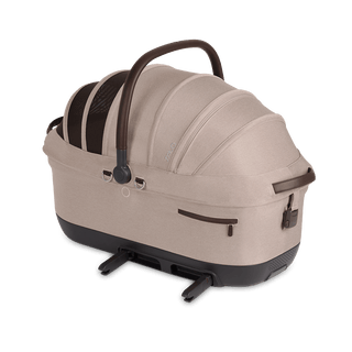 Maeve iso7x pet car seat in the fawn fashion shown from the side with its integrated ISOFIX latches out 