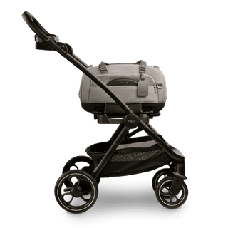 Tavo Pets Dupree II crash-tested dog car seat on Roscoe dog stroller frame in Merle gray