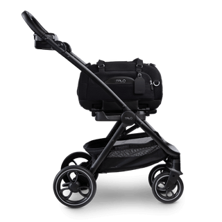 Tavo Pets Dupree II crash-tested dog car seat on Roscoe dog stroller frame in Onyx black