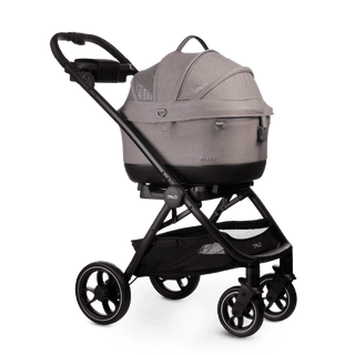 Tavo Roscoe dog stroller with grey Maeve iso5x crash tested pet car seat travel system