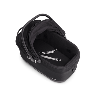 Maeve iso6x Wind pet car seat in the onyx fashion shown from above with the mesh mattress pad .