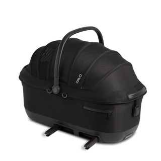 Maeve iso7x Wind pet car seat in the onyx fashion shown from the side with its integrated ISOFIX latches out .