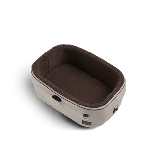 small pet bed with plush lining, fawn