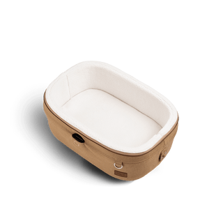small pet bed with plush lining, sable