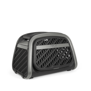 The Everett L crash-tested pet cargo crate from a side angle