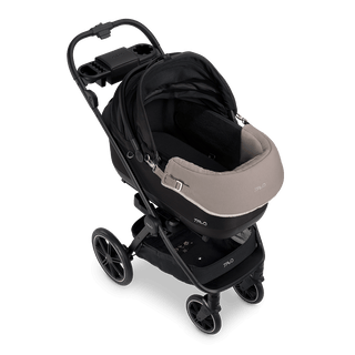 The maeve series reversible chin rest attached to the maeve travel system showing the jersey side