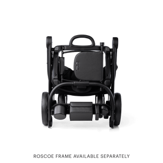 Dupree Adapter attached to the Roscoe Pet Stroller Frame while it is folded up