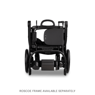 Hendrick Adapter attached to the Roscoe Pet Stroller Frame while it is folded up
