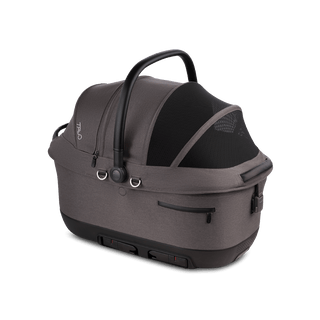 A Maeve iso 6x Wind Pet Car Seat in the fashion ashen on an angle with the ISOFIX latches tucked away 
