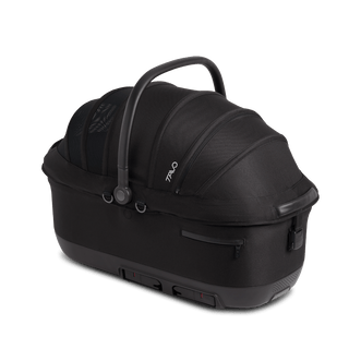 A Maeve iso 7x Wind Pet Car Seat in the fashion onyx on an angle with the ISOFIX latches tucked away