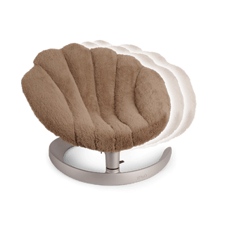 the shell pet bed with the swaying postion shown  in the fashion caramel 