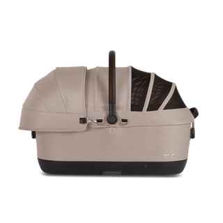 Maeve iso7x pet car seat in the fawn fashion shown from the front with its Side Impact Protection Guard attached