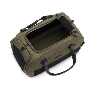 Dupree II pet car seat in the fern fashion shown from the top showing the top window unzipped 
- view 7