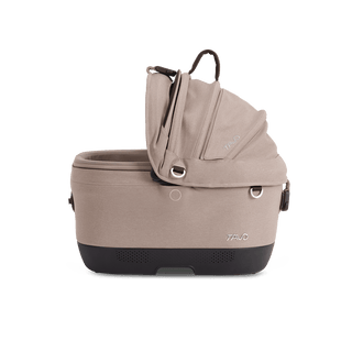 Maeve iso5x pet car seat in the fawn fashion shown from the front with its Side Impact Protection Guard attached.