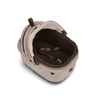 Maeve iso5x pet car seat in the fawn fashion shown from the top showing the comfort mattress pad and liner.
