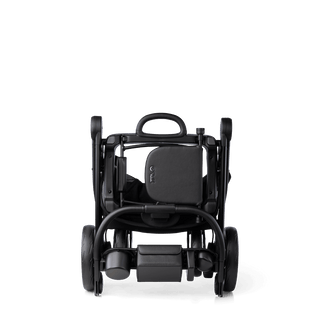 Tavo Pets Roscoe pet stroller frame in compact fold with attached Dupree Adapter