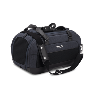 Dupree II pet car seat in the astral fashion shown from the front with the included shoulder strap attached - view 9