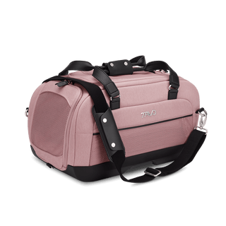 Dupree II pet car seat in the sakura fashion shown from the front with the included shoulder strap attached - view 9
