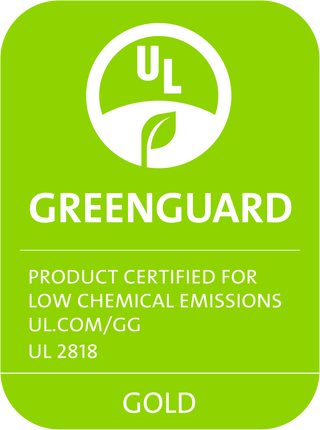 GREENGUARD GOLD: PRODUCT CERTIFIED FOR LOW CHEMICAL EMISSIONS UL.COM/GG UL2818