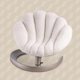 Shell pet bed and swaying lounger front view in Latte