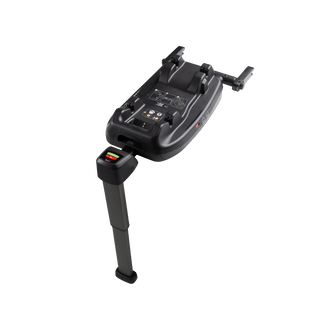 black vehicle base with rigid latch connectors and stability leg - view 1