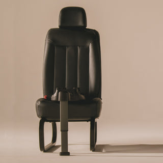 pet carrier base on a black vehicle seat bench - view 4