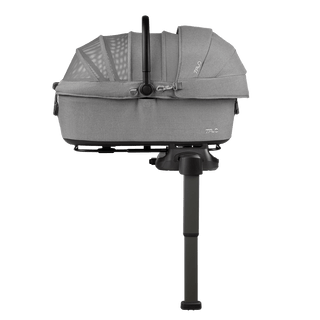 side view of gray large pet car seat on base with extended load leg and side impact protection, merle