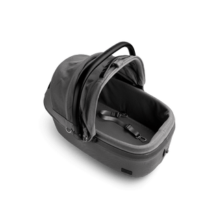 top view of gray medium pet car seat with all mesh canopy open and short leash with mesh gray liner, merle aire