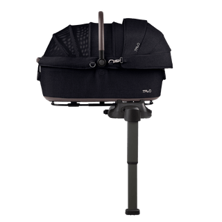 side view of black large pet car seat on base with extended load leg and side impact protection, onyx
